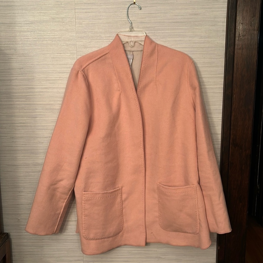 Chicos size 3 reversible knit jacket in pink/cream